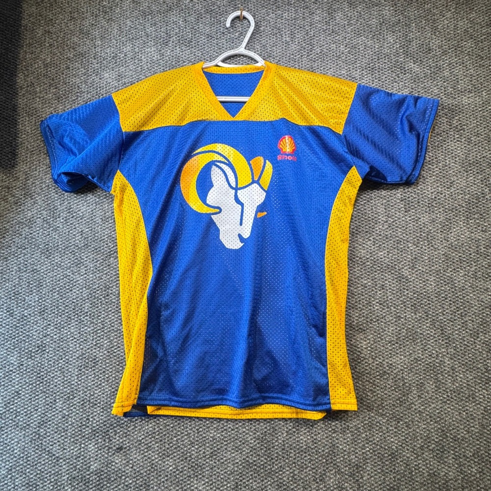 Triangle Sports LA Rams Shell Oil Reversible Mesh‎ Jersey Blue Gold Made in USA - Picture 2 of 6